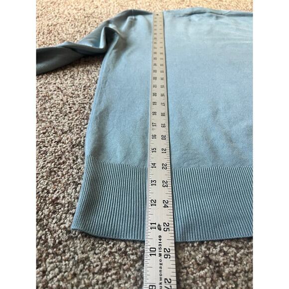 Ann Taylor Seasonless Button Cuff Sweater, Medium, Light Blue, Office, Classic - Picture 8 of 10